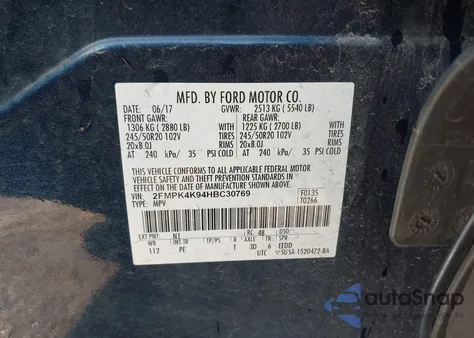 2017 Ford Edge Titanium from USA, damaged, VIN 2FMPK4K94HBC30769